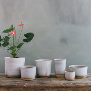 Leaf & Thread Stoneware Planter - Misty Morning