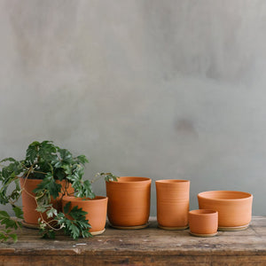 Leaf and Thread Stoneware Planter - Terracotta